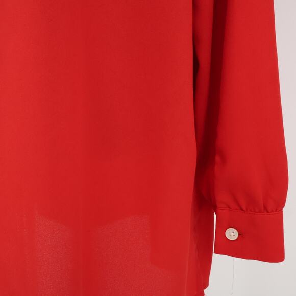 Loft Plus Top Womens 16 Red Button Up Back Blouse Cuffs Scoop Neck Lightweight - Picture 10 of 12